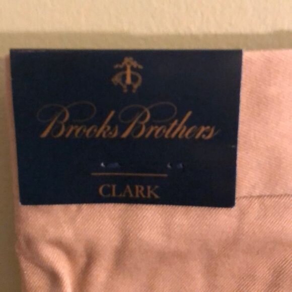 NWT Men’s Brooks Brothers Clark Fit Pants 42W x 32L Tan Flat Front - Picture 3 of 6